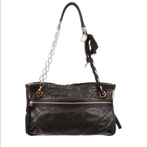Lanvin Black Quilted Lambskin Leather Shoulder Bag